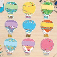 9-Pack Assorted Hot Air Balloon Paper Cutouts, 5x7 Inch, Classroom Decor, Teacher & Student Name Tag