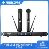 Phenyx PTI-2 UHF Wireless Mic System Dual Mics Auto Sync Adaptive RF Talkback for Live Show Event
