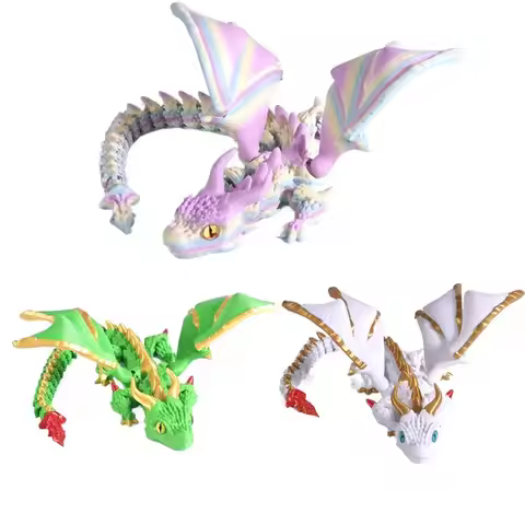 New 3D Printed Wyvern Dragon with Wings Simulation Model Gift Articulated Dragons Fidget Dragons Des