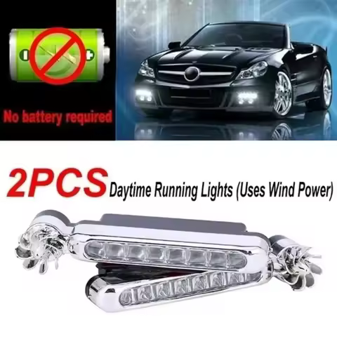 Wind Powered Car LED DayTime Running Lights Creative Auto Auxiliary Lighting Rotation Fan Lamp Autom