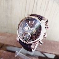 Aigner Bari A37500 Original Rosegold Strap Leather Brown Jam Tangan