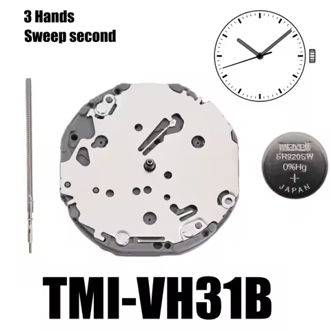 VH31 Sweep Second 3 Hands Japan Quartz Movement Tmi Time Module Movement Vh31B 110 ½ Ligne Quartz Mo