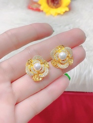 Đôi Bông Tai Nữ Mạ Vàng 18k Đính Ngọc Trai Xinh Đẹp - Dễ Phối Thời Trang - Hàng Xuất Khẩu - Y Vàng T