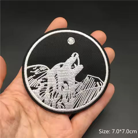Wolf Patches for Clothing Stripe Appliques Black Embroidery Punk Badges Sewing Clothes Stickers Iron