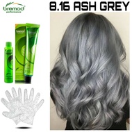 BREMOD 8.16 ASH GRAY  Hair Permanent Colorant (100ml) set with Oxidizer (6,9, or 12%)