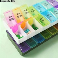 ew Weekly Portable Travel Pill Cases Box 7 Days Organizer 14 Grids Pills Container Storage Tablets Vitamins Medicine Fish Oils