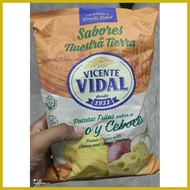✆ ◩ ❡ VICENTE VIDAL MADE IN SPAIN REAL POTATO CRISPS, ORIGINAL,CHEESE &ONION, VEGAN POTATO
