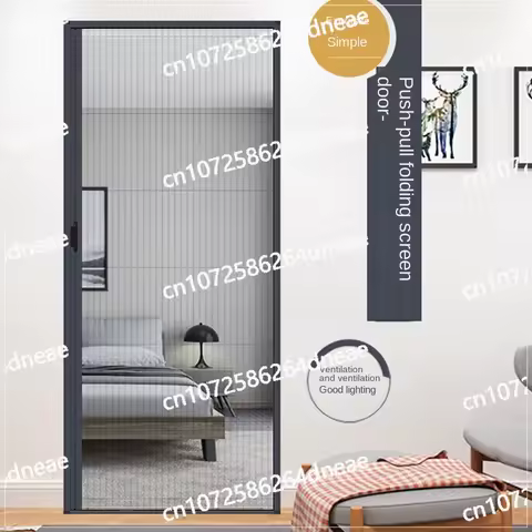 Folding screen door Push-pull type household aluminum alloy screen window Balcony ventilation Invisi