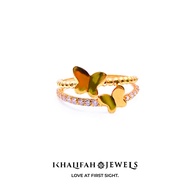 Khalifah Jewels 916 Gold Rings Duo Butterfly