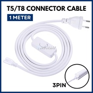 LED T5 Connector 2 Pin EU Plug Cable Tube Light 3-Pin Cord Wire Wayar Lampu Siling Hiasan Akuarium K