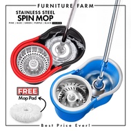 Furnitur Farm: Spin Mop with Stainless Steel Basket &amp; Wheels Multiple Color Automatic Spin Mop Hand Free Household
