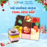 70ml Mica Square Jar for Panna Cotta, Mousse Cake, Tiramisu, .... Cake Maker with Lid 6SFOOD