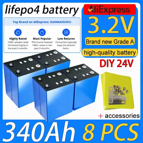 8pcs high quality Cells 3.2V 340ah Lifepo4 Battery 3c DIY 24v 12v 48v Lithium iron phosphate recharg