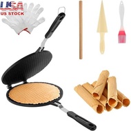 Non-Stick Waffle Maker 8.66 Inch Ice Cream Cone Mold with Oil Brush Wooden Roller s Egg Rolls Tacos 