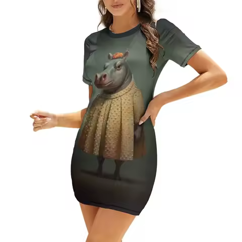Veritably Vintage Short-Sleeved Dress Clothing Dress vintage evening dress ladies women's elegant lo