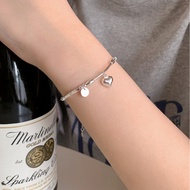 First Love Sweetheart Heart-Shaped Square Silver Bracelet925Sterling Silver ins Simple and stylish K