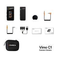 Comica Vimo C3ไมโครโฟนสายคล้องคอไร้สายขนาดเล็ก2.4G พร้อมเคสชาร์จไมโครโฟนติดปกเสื้อไร้สายสำหรับ Samsu
