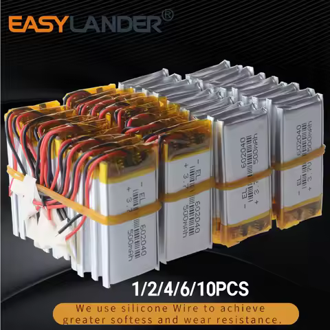 Silicone Wires 602040 CE+Rohs 3.7V 500mAh Rechargeable Li-Polymer Li-ion Battery Lipo Batteries