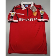 เสื้อบอล ย้อนยุค แมนยู 1998 เหย้า คอซิป Retro Manchester United Home อาร์มพรีเมียร์ลีค เรโทร คลาสสิค 1998-99 XXL One
