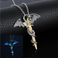 Ss11035 - DRAGON SWORD PENDANT SILVER NECKLACE - NECKLACE