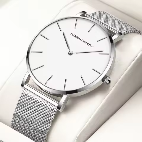 Hannah Martin Mens Business Quartz Watch Japanese Original Movement Stainless Steel Casual Ultra Thi
