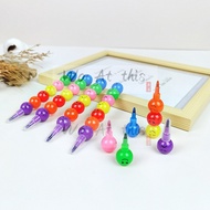 7 Colors EMOJI Bullet Crayon Bullet Pencil Writing Utencil Cute Emoji Pencil Round Stacking Crayons