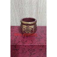 Cao Cai Prayer Glass Puja Cup - Maroon - Round Ceramic - 4.6 c