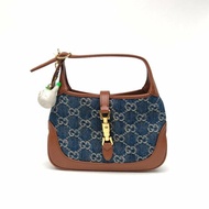 GUCCI Jackie1961Mini19拼色牛仔布金扣肩背包