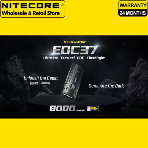 Fast Charging NITECORE EDC37 8000 Lumens Ultimate Tactical EDC Flashlight with OLED Real-Time Displa