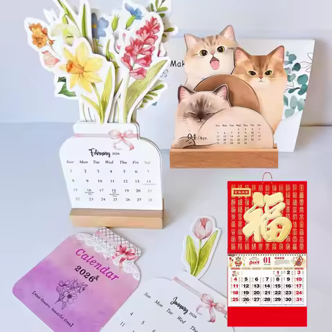 2026 Calendar - Chinese Lunar Date Calendar Tear Off Daily Calendar, Bloomy Flowers Desk Calendar, C