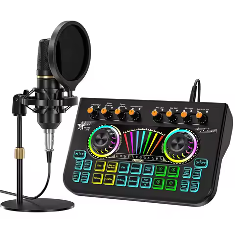 Tenlamp Podcast Equipment Bundle with 3.5mm Condenser Microphone for Pc/Phone,Podcast Microphone Bun