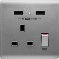 M2K 3.1A 2USB 電制插座 (單蘇) - 碳灰色
