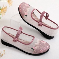 Summer Cloth Shoes Women's Embroidered Shoes Breathable Deodorant Non-Sweat Feet Square Dance Mom Sh