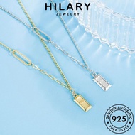 HILARY JEWELRY Small Pendant Gold Perak Silver Original Chain Women Leher 純銀項鏈 Perempuan Accessories Rantai For Wild Sterling Korean 925 Necklace Bars Gold N310
