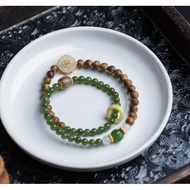 Qinan agarwood double ring bracelet Hetian jade bangle beesw Qinan agarwood double ring bracelet Het