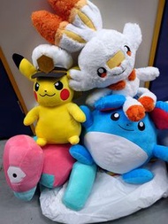 全新 Pokemon 寶可夢毛絨玩具 Pikachu 比卡超、多邊獸、瑪力露麗、炎兔兒等 景品毛公仔 約30-40cm