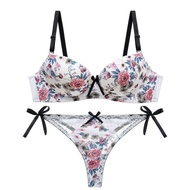 Women's Character Bra Set Bikini Printed Lace Panties Low Waist Thong Thong Girls