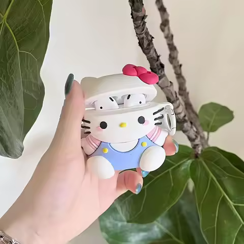 Bowknot Hello Kitty Cartoon Headphone Case for Apple Airpods 1 4 3 2 Pro with Pendant Headset Cases 