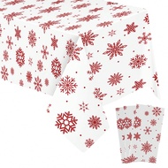 3pcs/1pc Winter Snowflake Plastic Tablecloth Decor, Disposable Snowflake Winter Wonderland Tablecove