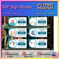 Sop Sticker UV Print 1set(6ps) Long Lasting Outdoor Use Notice Sign White Sticker Scan/Mysejahtera S