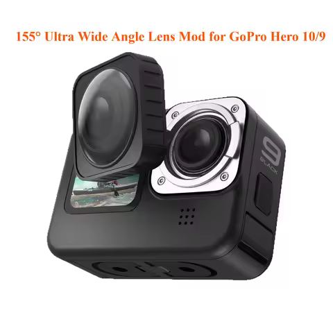 155° Ultra Wide Angle Lens Mod for GoPro Hero 10/9 - 5M Waterproof & Stabilization, Max FOV Compatib