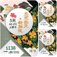 新加坡 - 新加坡 | 星加坡 | 馬來西亞 TOPSI 星馬 5天 | 5日 4G LTE 極速無限數據上網卡 (5GB FUP) <有效期：30-09-2025>