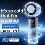 New S17 Handheld Fan Mini USB Fan Silent with Strong Wind and Digital Display, Small Fan with Dual B