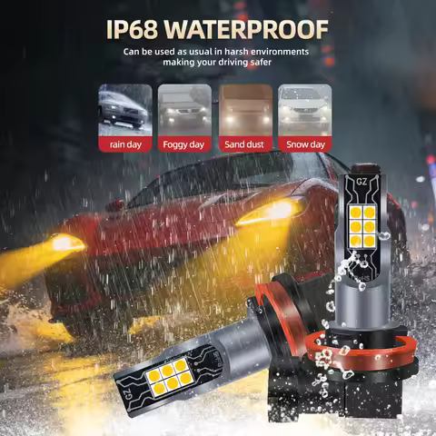 2x H11 H8 LED Fog Light Bulbs 3000K Yellow H1 H3 H4 H7 100W 30000LM 880 881 5202 2504 Auto DRL Fog L