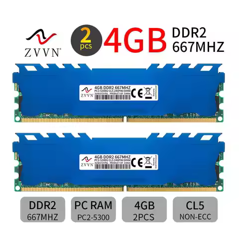 ZVVN 8GB kit 2x4GB DDR2 667MHz PC2-5300U 240Pin DIMM intel Desktop PC Memory RAM