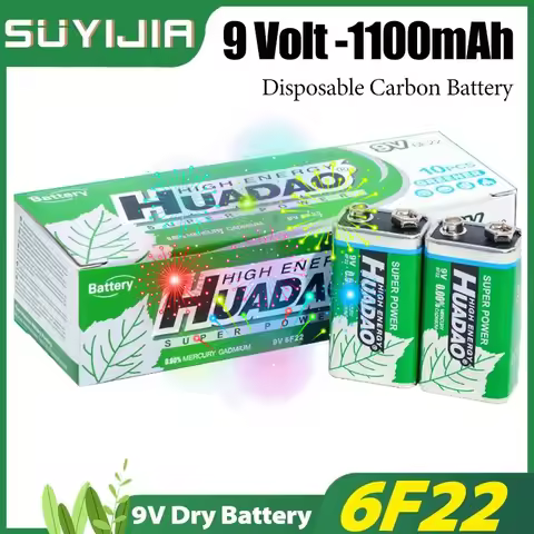 10 Pcs Disposable Battery 9V Alkaline Battery Multimeter Alarm Microphone 6F22 Carbon Dry Battery 11