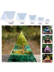 1入組水晶膠、矽膠、環氧樹脂模具,適用於diy首飾、金字塔圓錐能量塔、三角柱鏡像模型