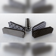 Monochrome Canvas Pencil Case 21x5x5cm Long Boxy Pouch
