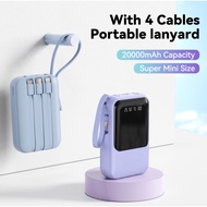 Mini power bank 20000mah Latest Fast Charging Built-in 3 Cables Digital Display Powerbank Portable E