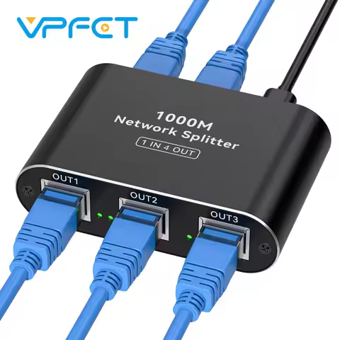 RJ45 LAN Splitter 1 to 4 1000 Mbps Aluminium Network Switch LAN Splitter Gigabit Ethernet Switch wit